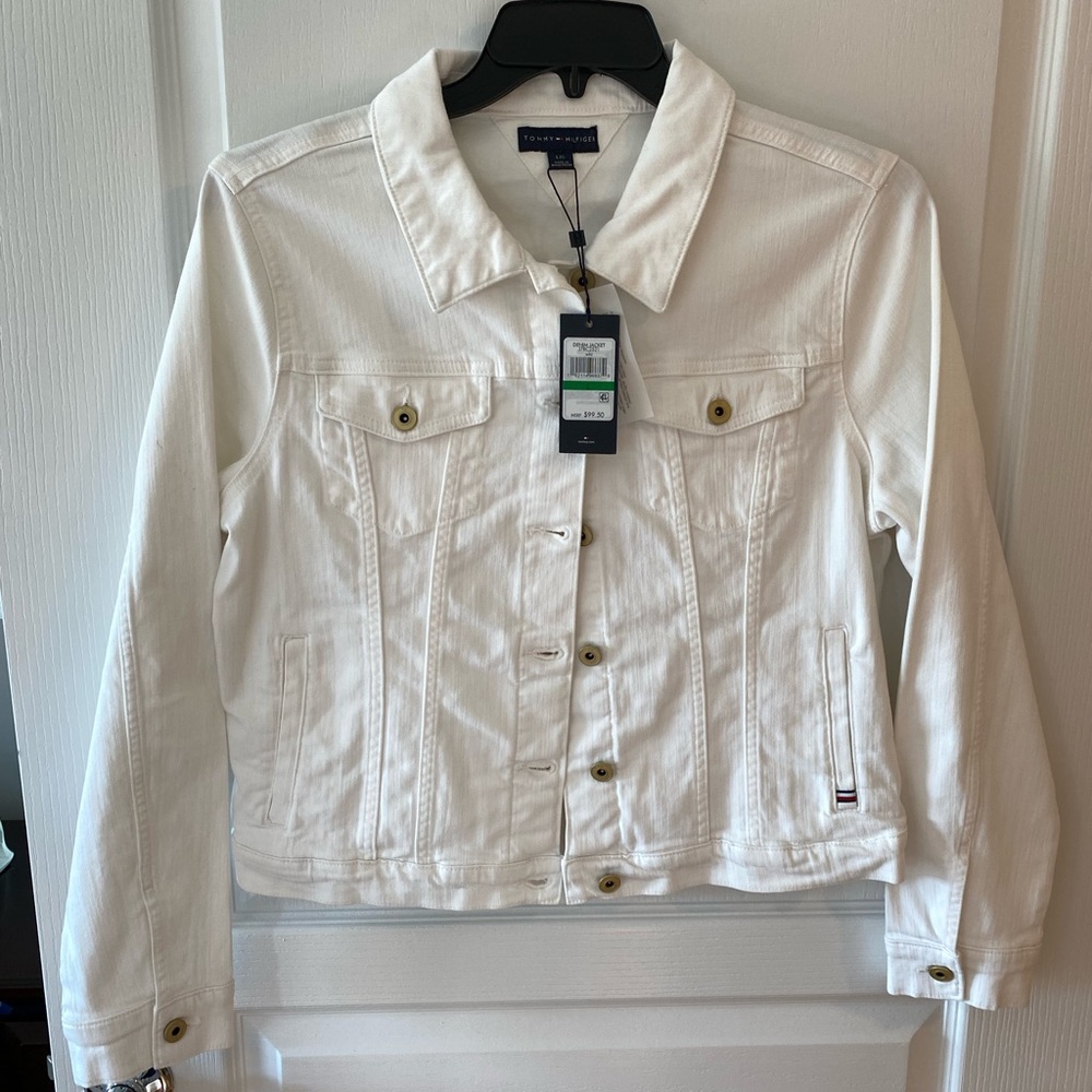 Tommy Hilfiger White Denim Jacket, size L